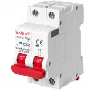 Enext e.mcb.stand.60.2.C32, 2р, 32А, C, 6кА Модульний автоматичний вимикач